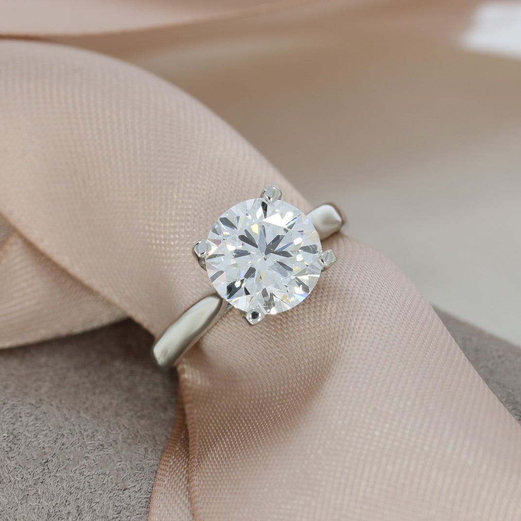 Platinum Certified Brilliant Cut Lab Grown Diamond Solitaire Ring  3.03ct D VS2