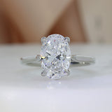 Platinum Certified Oval Brilliant Cut Lab Grown Diamond Solitaire Ring 3.00ct D VS2