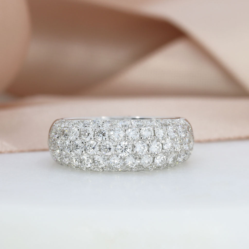 18ct White Gold Pave Set Diamond Ring 2.15ct