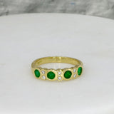 Pre Owned 18ct Gold Emerald & Diamond Half Eternity Ring