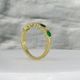 Pre Owned 18ct Gold Emerald & Diamond Half Eternity Ring