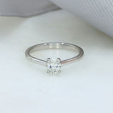 Pre Owned Certified 18ct White Gold Oval  Diamond Solitaire Ring 0.45ct G VS2