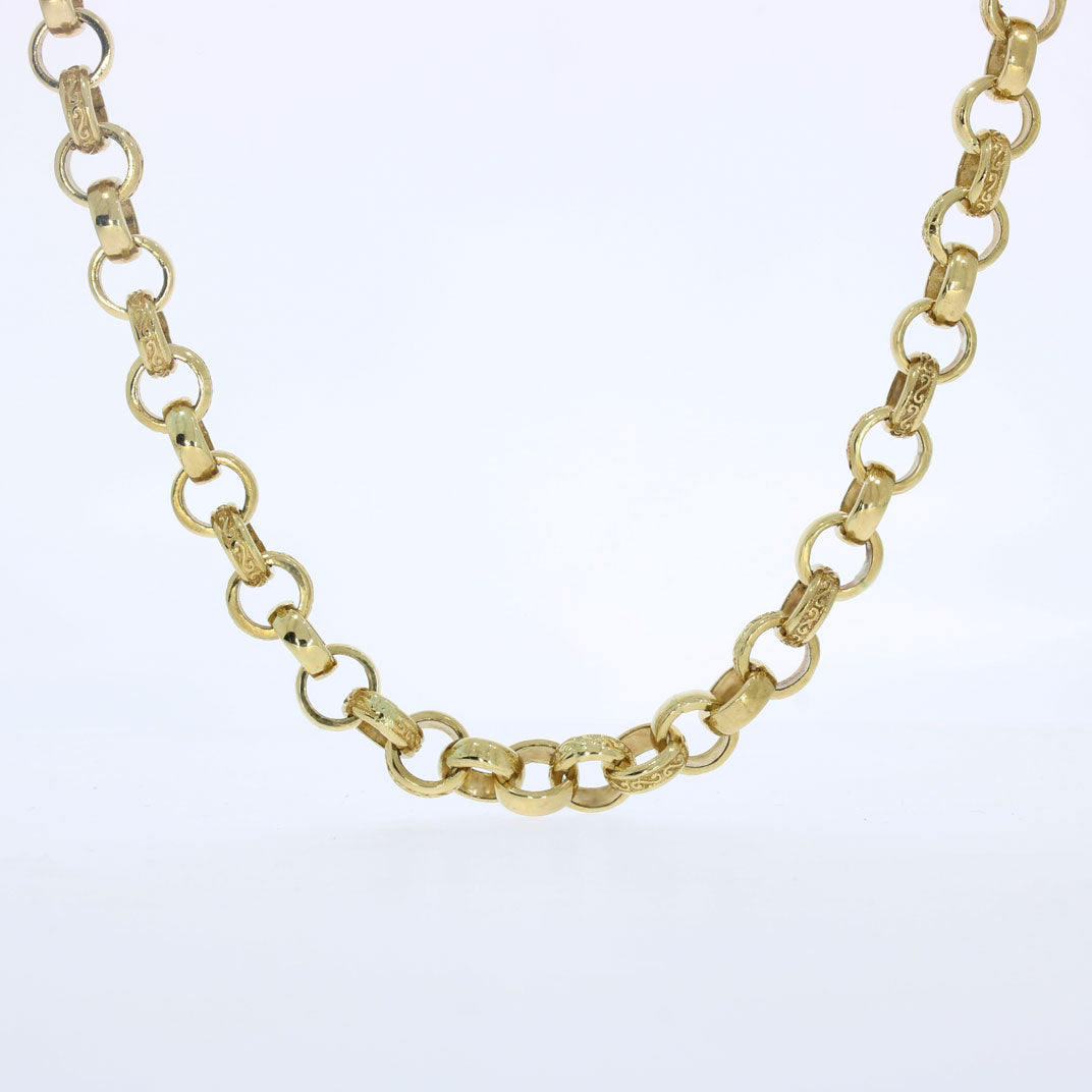 Pre Owned 9ct Yellow Gold Solid 22" Belcher Chain