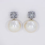 Unique Pre Owned 18ct South Sea Pearl Detachable Drop Earring with Diamond Cluster Stud