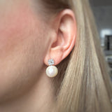 Unique Pre Owned 18ct South Sea Pearl Detachable Drop Earring with Diamond Cluster Stud