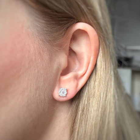 Unique Pre Owned 18ct South Sea Pearl Detachable Drop Earring with Diamond Cluster Stud