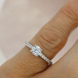 Pre Owned GIA Certified Platinum Diamond Solitaire Ring With Diamond Shoulders 0.65ct