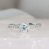 Pre Owned GIA Certified Platinum Diamond Solitaire Ring With Diamond Shoulders 0.65ct