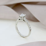 Pre Owned GIA Certified Platinum Diamond Solitaire Ring With Diamond Shoulders 0.65ct