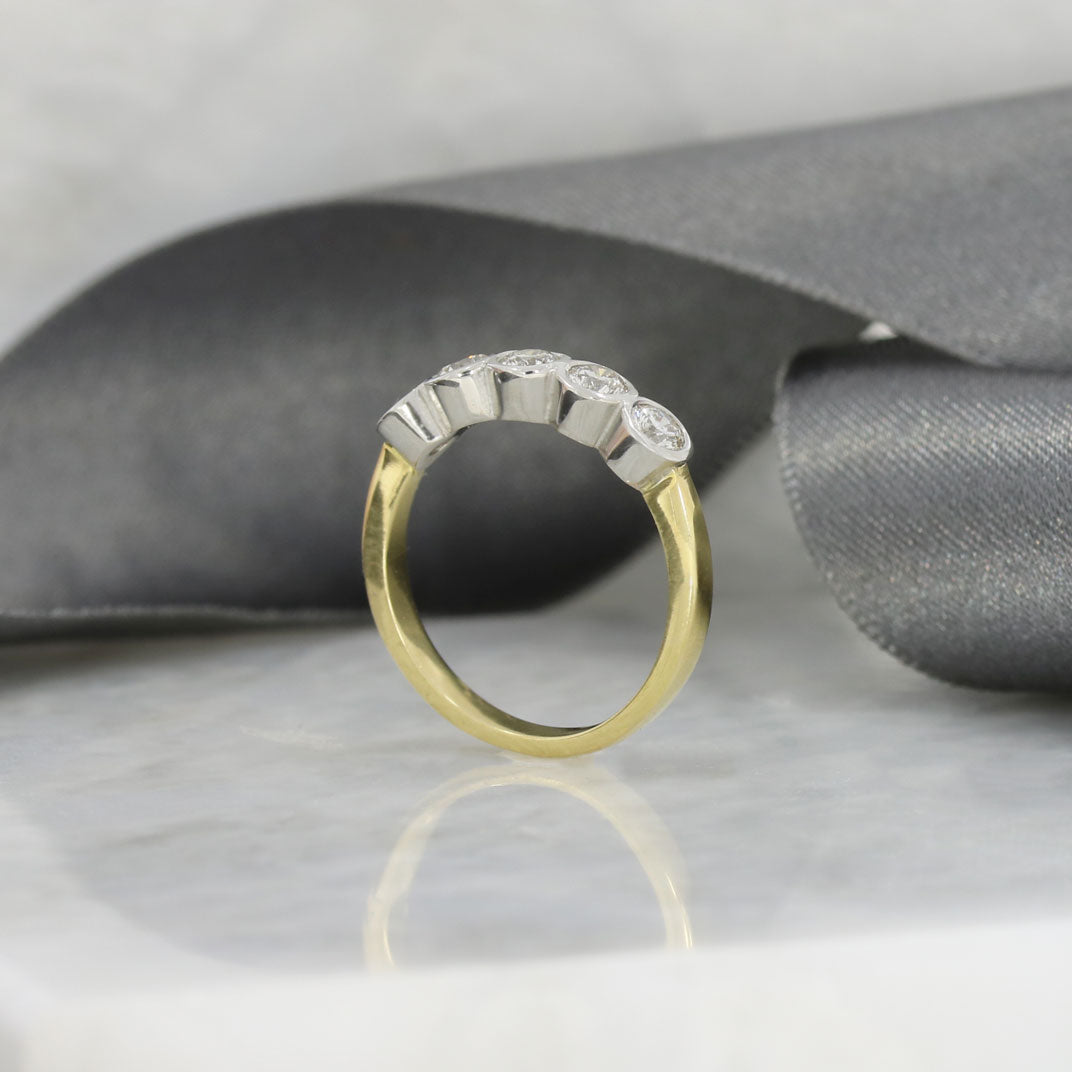 18ct Gold 5 Stone Diamond Eternity Ring in a Platinum Setting 0.70ct