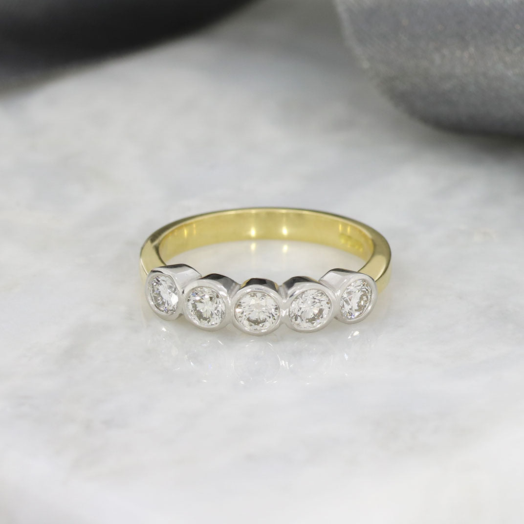 18ct Gold 5 Stone Diamond Eternity Ring in a Platinum Setting 0.70ct