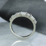 Platinum Emerald Cut & Brilliant Cut Diamond Eternity Ring
