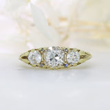 Pre Owned 18ct Gold 3 Stone Old Cut Diamond Boat Ring Approx 1.51ct