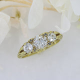 Pre Owned 18ct Gold 3 Stone Old Cut Diamond Boat Ring Approx 1.51ct
