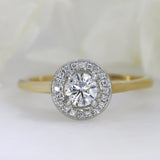 Pre Owned 18ct Yellow Gold GIA Certified Diamond Halo Ring Total 0.50ct