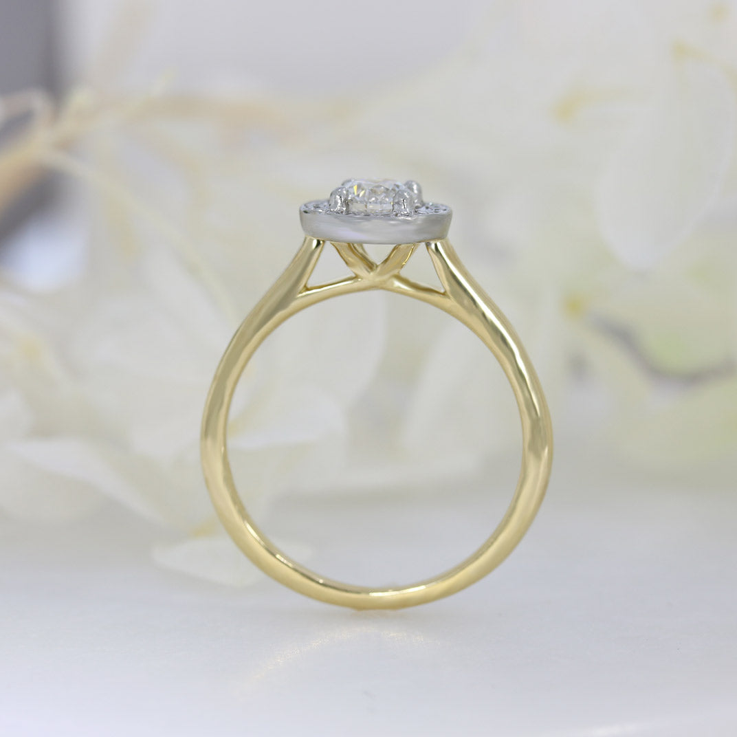 Pre Owned 18ct Yellow Gold GIA Certified Diamond Halo Ring Total 0.50ct