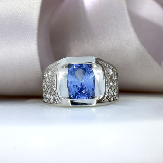 Pre Owned Platinum GIA Certified Sapphire Ring 3.12ct