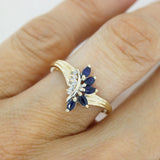 Pre Owned 9ct Yellow Gold Sapphire & Diamond Ring, Pendant & Earring Set