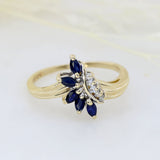 Pre Owned 9ct Yellow Gold Sapphire & Diamond Ring, Pendant & Earring Set