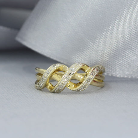 Pre Owned 9ct Yellow Gold Crossover Dress Ring