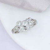 9ct White Gold Diamond Cluster Bubble Ring 0.90ct