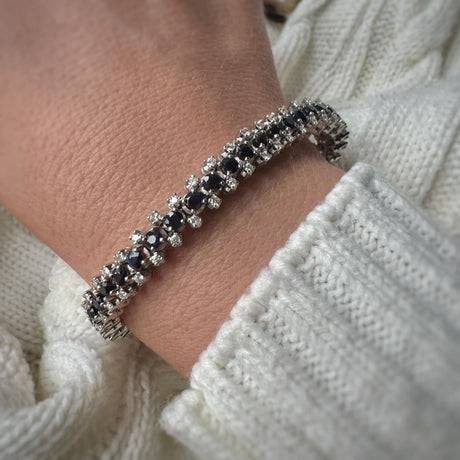 Pre Owned 18ct White Gold Claw Set Sapphire & Diamond Bracelet