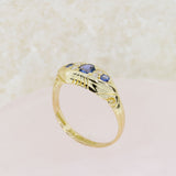 Pre Owned 18ct Yellow Gold Antique Sapphire & Diamond Boat Ring