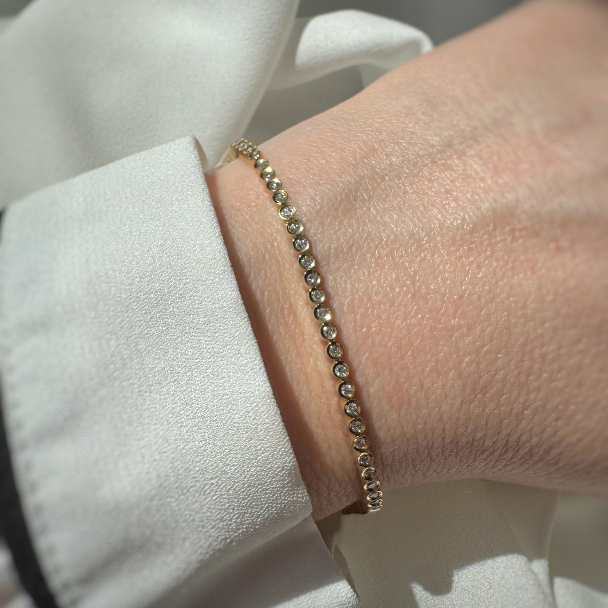 Pre Owned 18ct Gold Diamond Tennis Bracelet 1ct