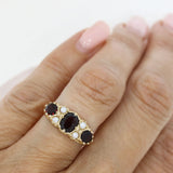 Pre Owned 9ct Yellow Gold Garnet & Seed Pearl Dress Ring