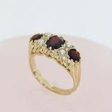 Pre Owned 9ct Yellow Gold Garnet & Seed Pearl Dress Ring