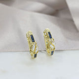 Pre Owned 18ct Yellow Gold Diamond & Sapphire Huggie Style Earrings