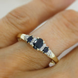 Pre Owned 9ct Yellow Gold Oval Sapphire & Diamond Dress Ring