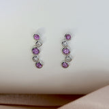 Pre Owned 18ct White Gold Pink Sapphire & Diamond Bubble Style Drop Earrings