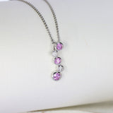 Pre Owned 18ct Gold Pink Sapphire & Diamond Bubble Style Drop Pendant & 18" Chain