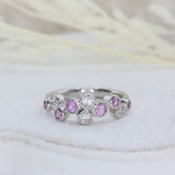 Pre Owned 18ct White Gold Pink Sapphire & Diamond Bubble Ring