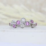 Pre Owned 18ct White Gold Pink Sapphire & Diamond Bubble Ring