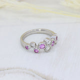 Pre Owned 18ct White Gold Pink Sapphire & Diamond Bubble Ring