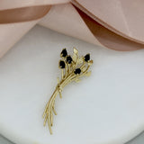 Pre Owned 9ct Yellow Gold Sapphire Set Flower Brooch
