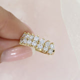 Pre Owned 9ct Yellow Gold 2 Row CZ Cluster Ring