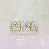 Pre Owned 9ct Yellow Gold 2 Row CZ Cluster Ring