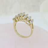 Pre Owned 9ct Yellow Gold 2 Row CZ Cluster Ring