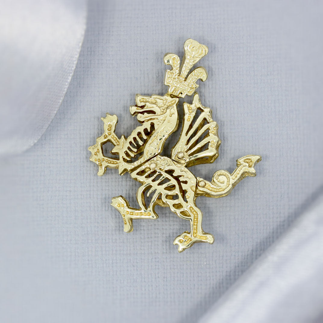 Pre Owned 9ct Yellow Gold Moving Welsh Dragon Pendant