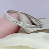 Pre Owned 18ct White Gold Hinged Double Row Diamond Bangle Approx 1.50ct