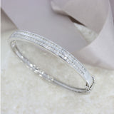 Pre Owned 18ct White Gold Hinged Double Row Diamond Bangle Approx 1.50ct