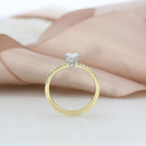 18ct Gold & Platinum Certified Oval Lab Grown Diamond Solitaire With Shoulders Total 1.20ct