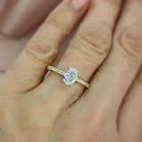 18ct Gold & Platinum Certified Oval Lab Grown Diamond Solitaire With Shoulders Total 1.20ct