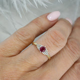 Pre Owned 9ct Yellow Gold Ruby & Diamond Cluster Ring