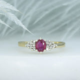 Pre Owned 9ct Yellow Gold Ruby & Diamond Cluster Ring