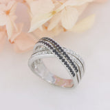Pre Owned 18ct White Gold Ring with Black & White Diamonds.