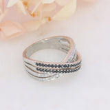 Pre Owned 18ct White Gold Ring with Black & White Diamonds.